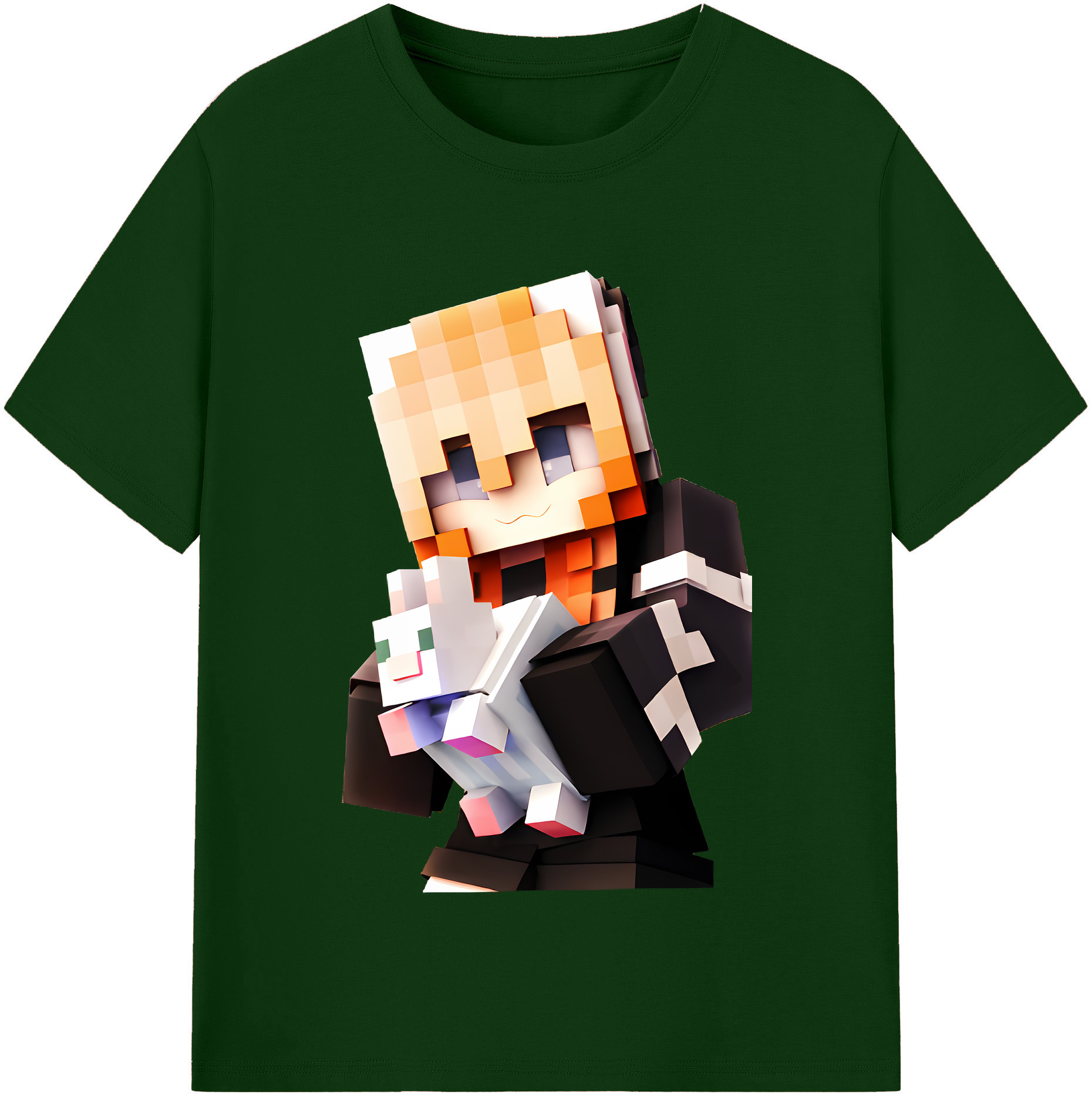 （画像用） マインクラフト ブロックの世界 Minecraft MC Block world 綿100％半袖Tシャツ（フロントプリント）